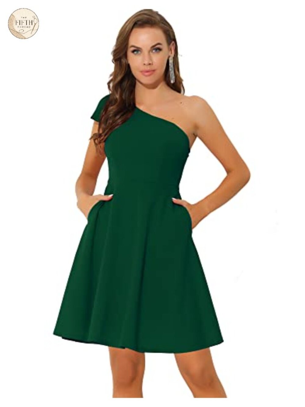 Elegant One Shoulder Flared Cocktail Dress Sleeveless A-Line